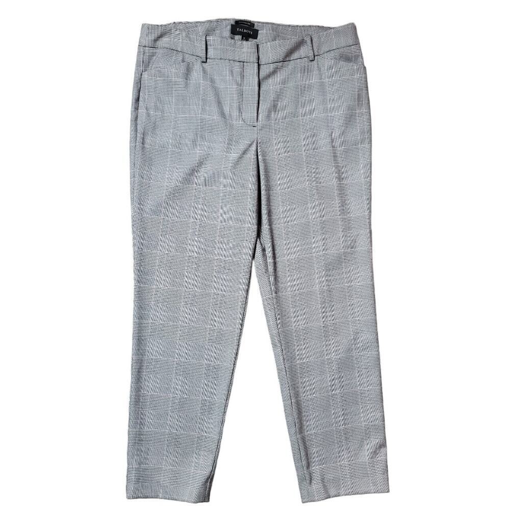 Talbots Hampshire Houndstooth Wide Leg Ankle Pants 12 Career Workwear